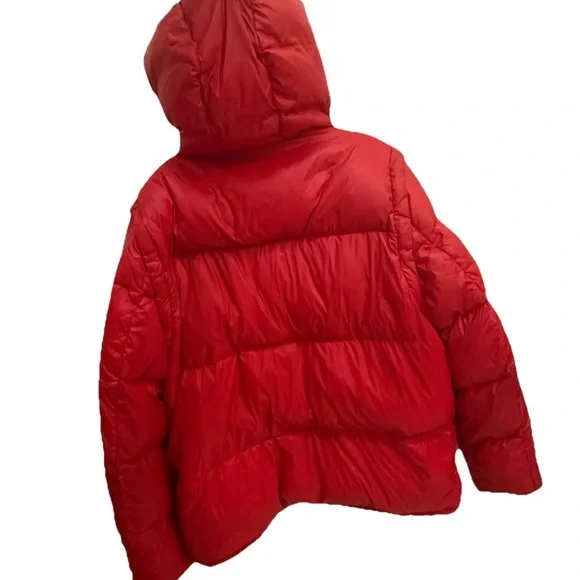 🔴Tommy Hilfiger Puffer Jacket Size Large Bubble Red Hooded
